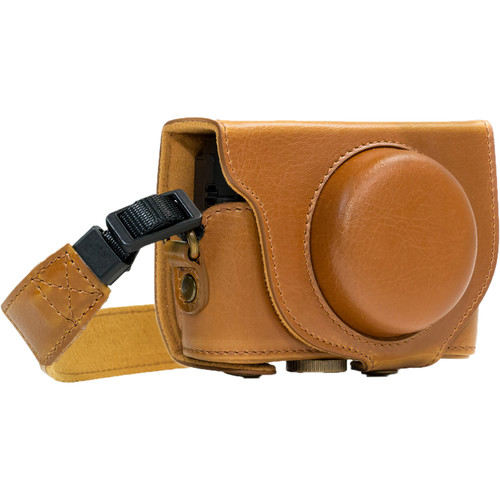 MegaGear Ever Ready PU Leather Camera Case and Strap for Sony Cyber-shot DSC-WX500 (Light Brown)