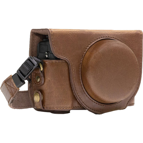 MegaGear Ever Ready Leather Camera Case for Canon PowerShot G7 X Mark II (Dark Brown)