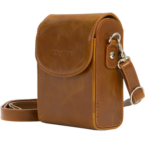 MegaGear Leather Camera Case with Strap for Samsung WB350F (Light Brown)