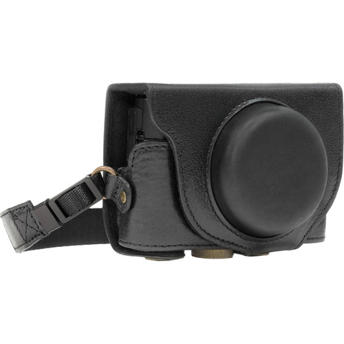 MegaGear Leather Camera Case with Strap for Sony DSC-RX100 VI V & IV (Black)