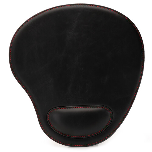 Londo Leather Oval Mouse Pad with Wrist Rest (Black)