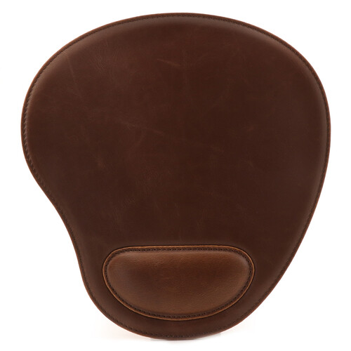 Londo Leather Oval Mouse Pad with Wrist Rest (Dark Brown)