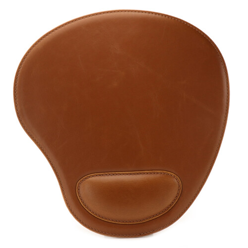 Londo Leather Oval Mouse Pad with Wrist Rest (Light Brown)
