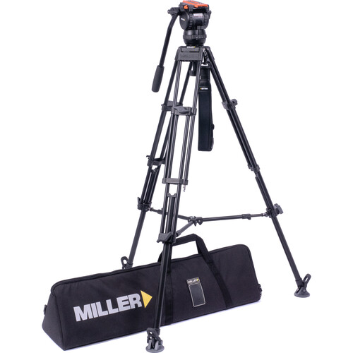 Miller Versa CXV2 Head Toggle 2-Stage Alloy Tripod Mid-Level Spreader Rubber Feet & Soft Case Kit