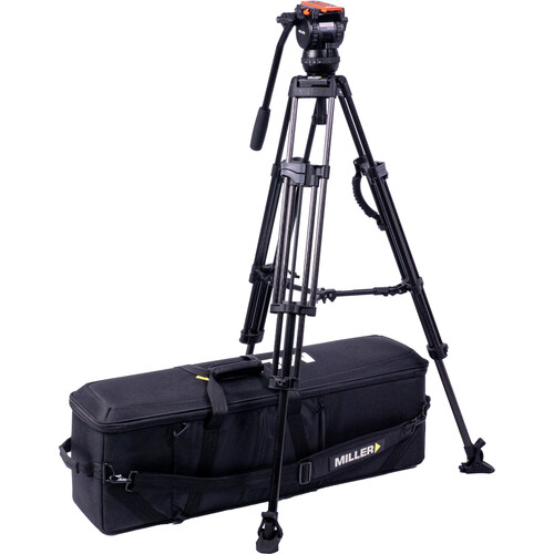 Miller Versa CXV2 Head 75 Sprinter II 2-Stage CF Tripod Mid-Level Spreader Rubber Feet & Soft Case Kit
