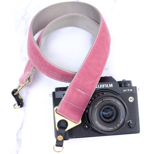 Mimi Green Velvet Camera Strap (Primrose Pink)