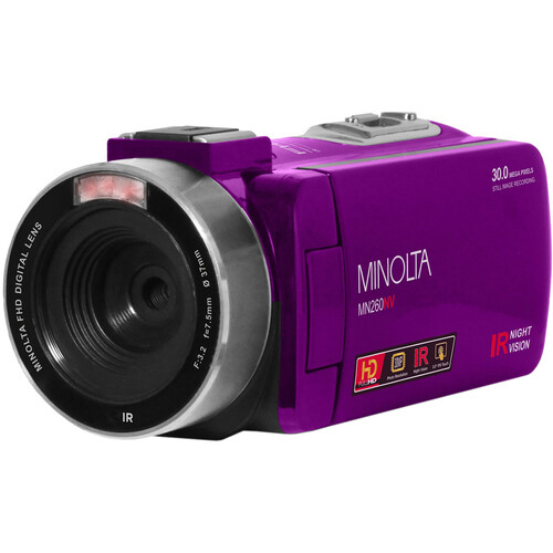 Minolta MN260NV Full HD IR Night Vision Camcorder (Purple)