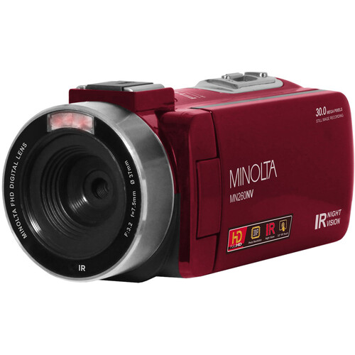 Minolta MN260NV Full HD IR Night Vision Camcorder (Red)