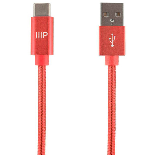 Monoprice Palette Series USB 2.0 Type-C to Type-A Charge & Sync Cable (3' Red)