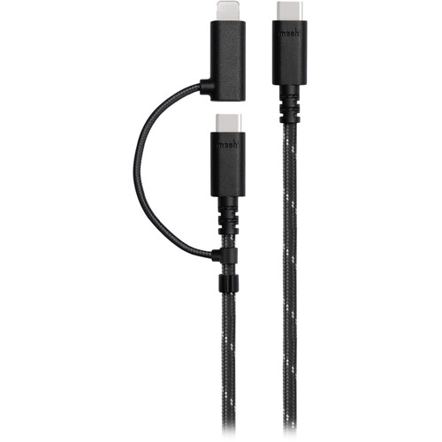 Moshi Charging/Sync 2-in-1 Cable with USB-C and Lightning Connector (3.2' Jet Black)
