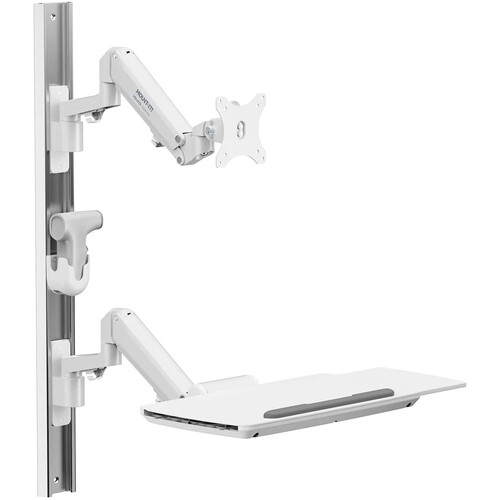 Mount-It! MI-16002 MedHub Wall Workstation Mount with Wall Track for Monitor & Keyboard