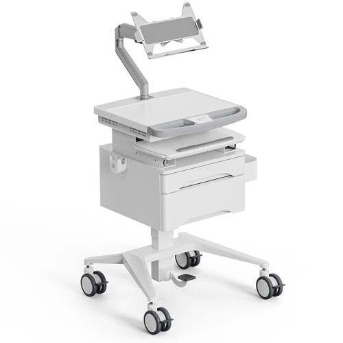 Mount-It! MedHub Mobile Workstation with 2 Drawers and Laptop Arm
