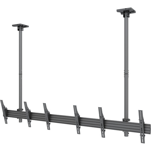 Mount-It! PRO Three-Screen Dual-Pole Ceiling Mount (Side-by-Side)