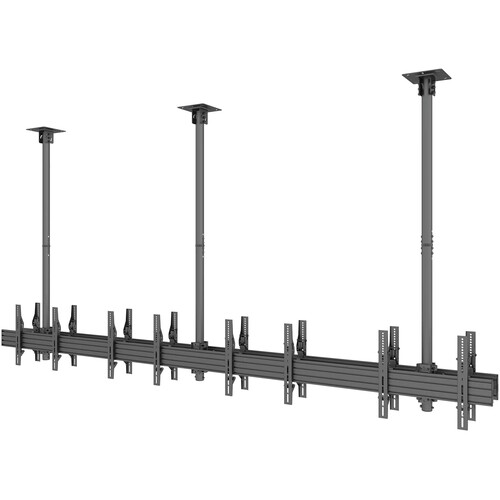 Mount-It! PRO Eight-Screen Three-Pole Ceiling Mount (Side-by-Side Back-to-Back Portrait)