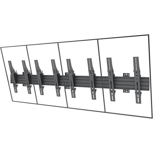 Mount-It! PRO Four-Screen Menu Board Wall Mount with Push-In/Pop-Out Brackets (Portrait)