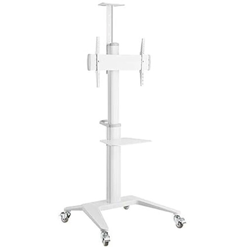 Mount-It! PRO Single-Screen Medium-Duty Height-Adjustable Display Cart (White)