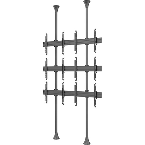 Mount-It! PRO Six-Screen Dual-Pole Floor-to-Ceiling Mount (Top-to-Bottom Side-by-Side)