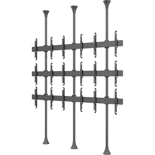 Mount-It! PRO Nine-Screen Dual-Pole Floor-to-Ceiling Mount (Top-to-Bottom Side-by-Side)