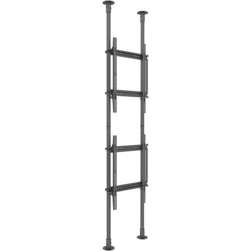 Mount-It! PRO Dual-Screen Dual-Pole Heavy-Duty Floor-to-Ceiling Mount (Top-to-Bottom Portrait)