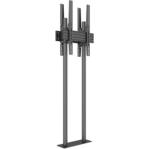 Mount-It! Dual-Screen Dual-Pole Floor Stand with Bolt-Down Base