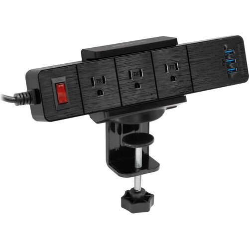 Mount-It! MI-7281B Power Strip and Clamp Desk Mount (Black)