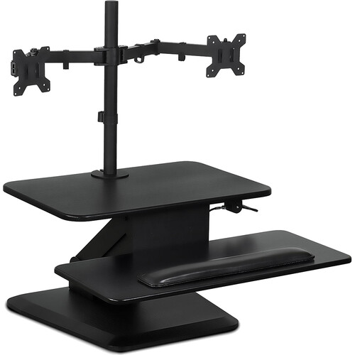 Mount-It! Sit Stand Standing Desk Converter with Dual Monitor Mount Combo (Black)