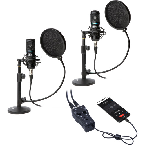 Movo Photo MPB-UC 2-Person Smartphone Podcast Recording Bundle for USB Type-C Mobile Devices