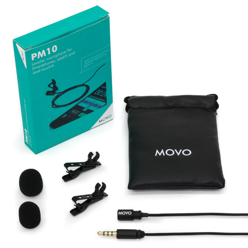 Movo Photo PM10 Omnidirectional Lavalier Microphone for Smartphones (TRRS Black)