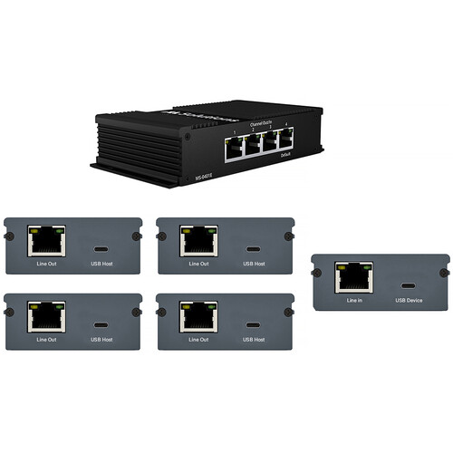 MSolutions 4-Way HDBaseT/IP Gateway with 4 MS-6U1C USB-C Transmitters & 1 MS-6U1C USB-C Receiver