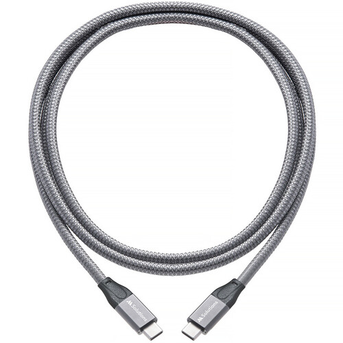 MSolutions 100W High-Speed USB-C to USB-C Cable with Braided PVC+ Jacket (10' Gray)