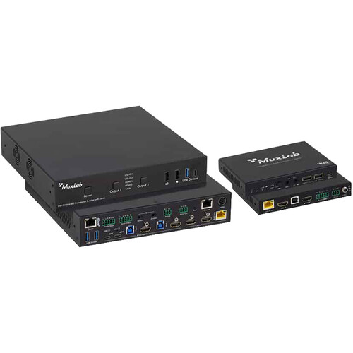 MuxLab USB-C/HDMI 4x2 Presentation HDBaseT Switcher System with Dante