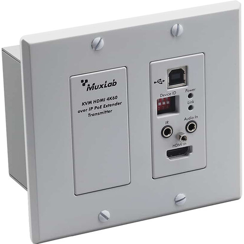 MuxLab KVM HDMI over IP PoE TX Transmitter Wall Plate