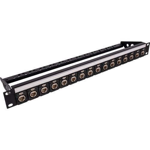 My Custom Shop 16XRJ45 16-Port RJ45 Feedthrough Panel with Lacing Bar and IDC Termination (1 RU)