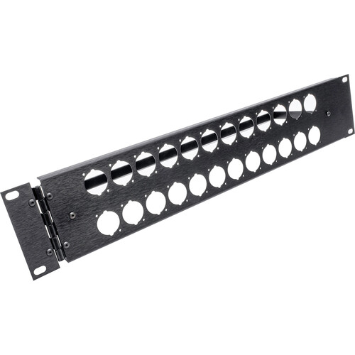 My Custom Shop 24-Port Unloaded Rack Panel with Vertical Hinge for D-Series Connectors (2 RU)
