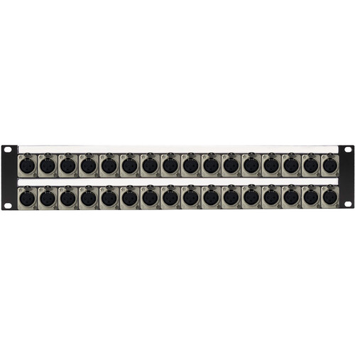 My Custom Shop 32-Port XLR Female Patch Panel with Neutrik NC3FD-L-1 and Rear Lacing Bar (2 RU)