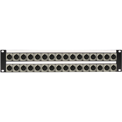 My Custom Shop 32-Port XLR Male Patch Panel with Neutrik NC3MD-L-1 and Rear Lacing Bar (2 RU)