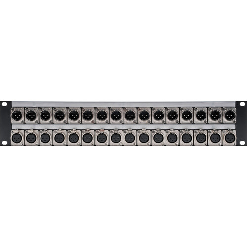 My Custom Shop 2 RU 32-Port XLR Patch Panel with 16 Male/16 Female Neutrik Connectors & Lacing Bar