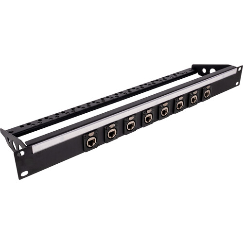 My Custom Shop 8XRJ45 8-Port RJ45 Feedthrough Panel with Lacing Bar (1 RU)