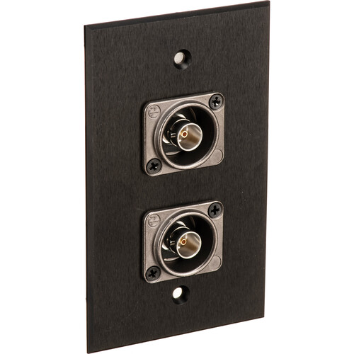 My Custom Shop Dual Recessed 12G-SDI BNC Female Wall Plate (Black Anodized Aluminum)
