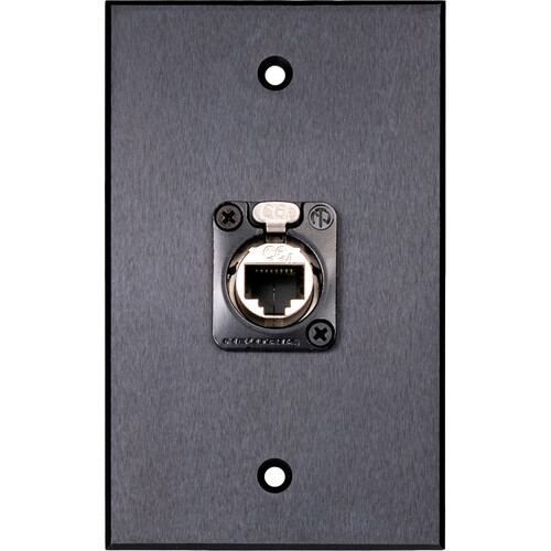 My Custom Shop WPBA-1231-B Single-Gang Wall Plate with 1 x Shielded Neutrik etherCON Cat 6a Feedthrough (Black Anodized)