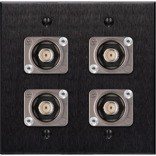 My Custom Shop Quad Recessed 12G-SDI BNC Female Dual-Gang Wall Plate (Black Anodized Aluminum)