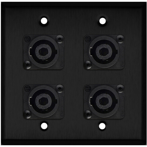 My Custom Shop WPBA-2119 2-Gang Wall Plate with 4 x Neutrik NL4MP Connectors (Black Anodized)