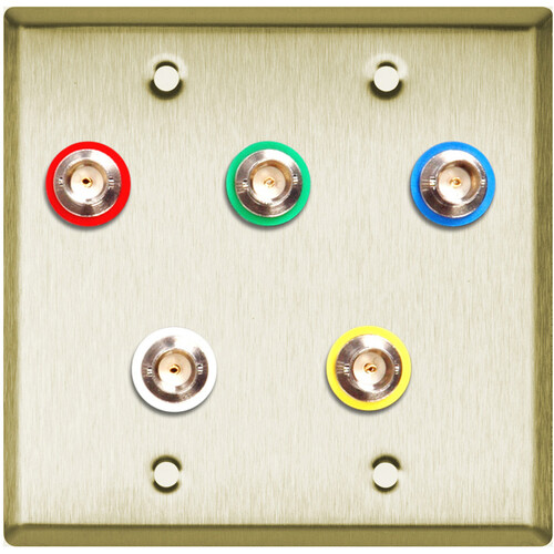 My Custom Shop 5-BNC 2-Gang Wall Plate (Canare Terminals Brass)