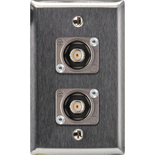 My Custom Shop Dual Recessed 12G-SDI BNC Female Wall Plate (Stainless Steel)
