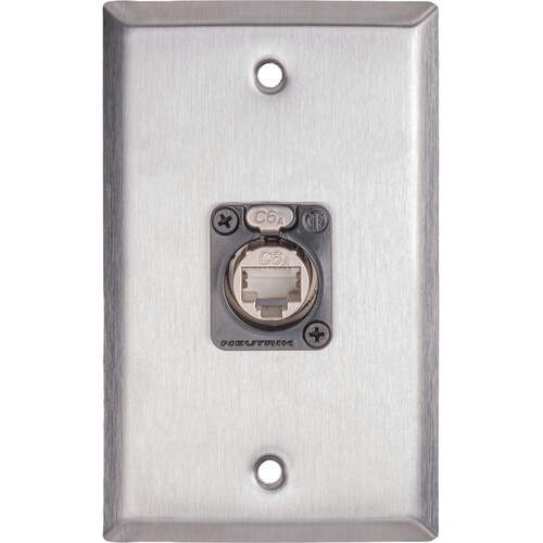 My Custom Shop WPL-1167-6A Single-Gang Wall Plate with 1 x Neutrik NE8FDX-Y6-B Cat 6A RJ45 Connector (Stainless Steel)