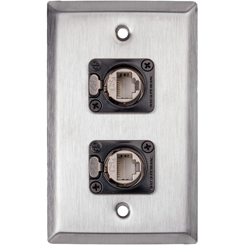 My Custom Shop WPL-1168-6A Single-Gang Wall Plate with 2x Neutrik NE8FDX-Y6-B Cat6A RJ45 Connectors (Stainless Steel)