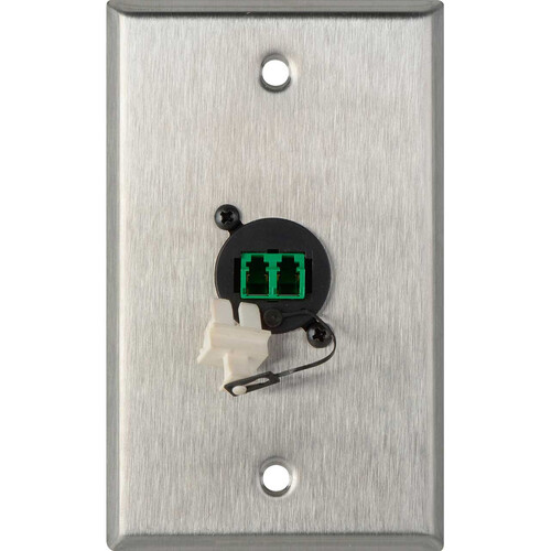 My Custom Shop WPL-1217 Single-Gang Wall Plate with Duplex APC LC Single-Mode Fiber Optic Connection (Stainless Steel)