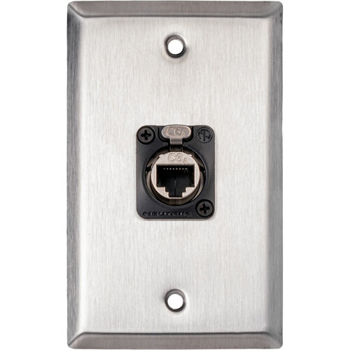 My Custom Shop WPL-1231-B Single-Gang Wall Plate with 1 x Shielded Neutrik etherCON Cat 6a Feedthrough (Stainless Steel)
