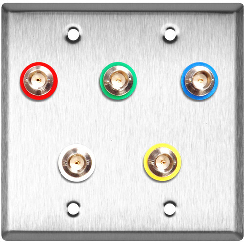 My Custom Shop 5-BNC 2-Gang Wall Plate (Canare Terminals Stainless Steel)