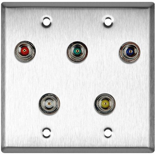 My Custom Shop 5-BNC 2-Gang Wall Plate (Gray Lexan)